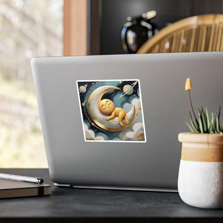 Whimsical Celestial Kiss-Cut Vinyl Sticker – Baby Moon & Stars, Matte Finish