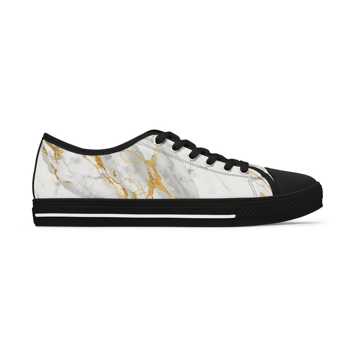 Women's Marble Low Top Sneakers – Custom Luxe Gold & Grey Comfort Shoes