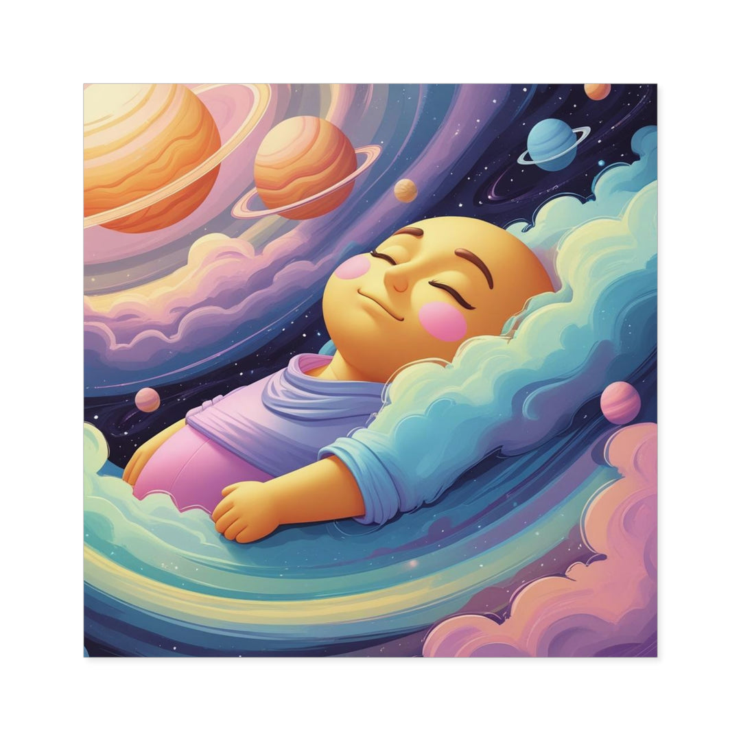 Cosmic Dreams Laminate Square Sticker – Baby Galaxy Art, Durable Vinyl