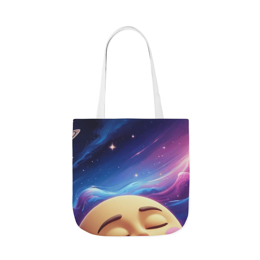 Galaxy Moon Canvas Tote Bag – 5-Color Straps, Cute Space Design, Customizable