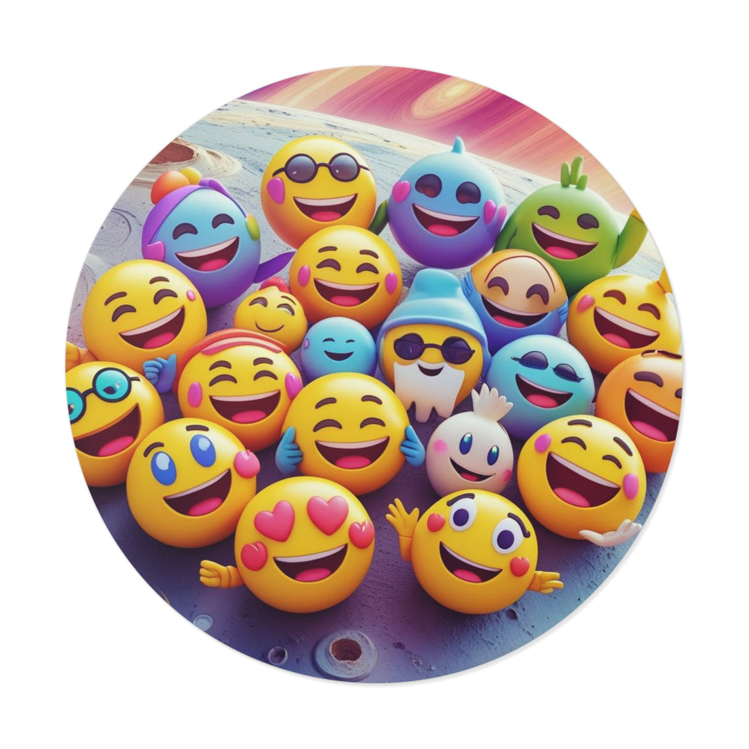 Cosmic Emoji Round Vinyl Stickers – Fun Waterproof Custom Laptop Decals