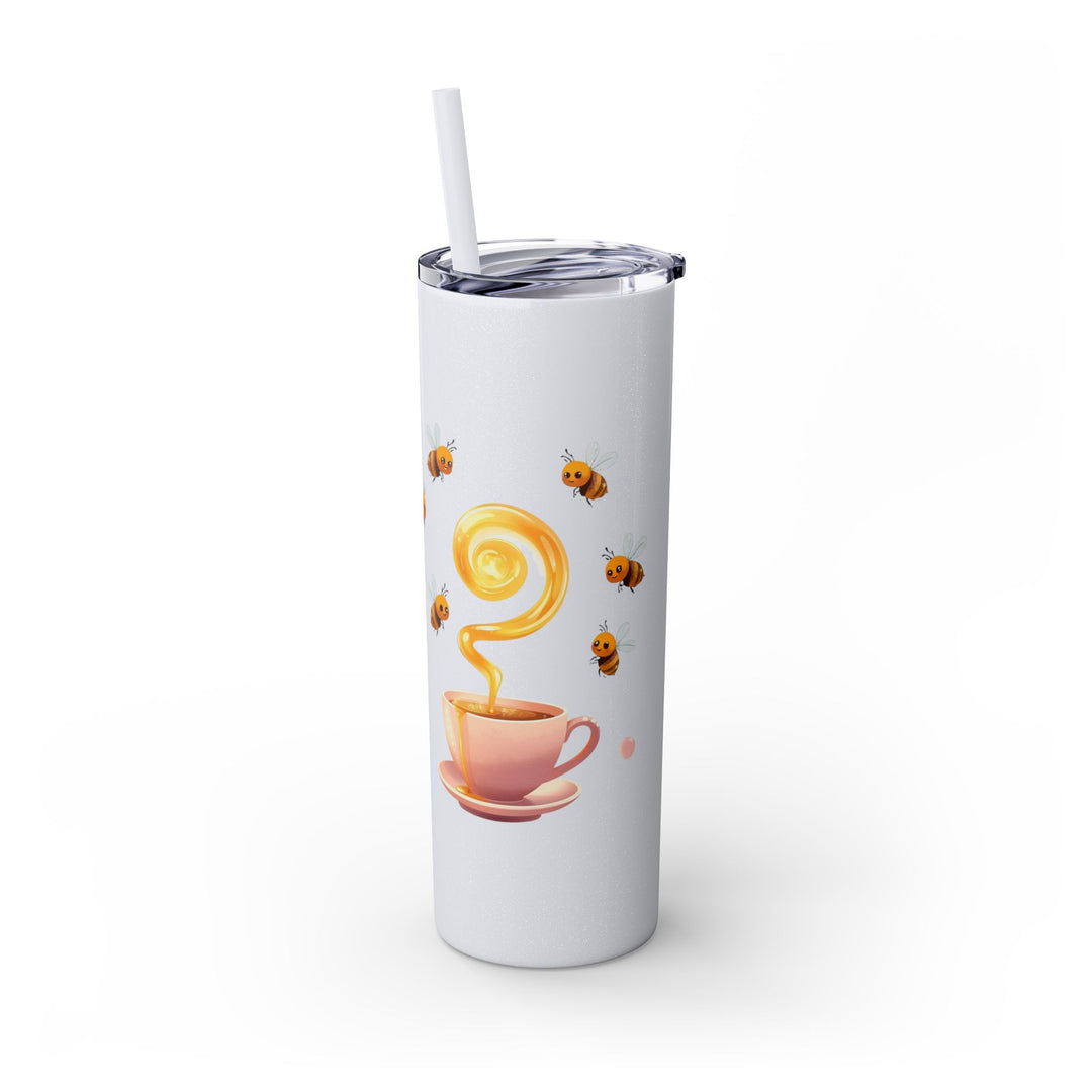 Pink Honeybee 20oz Skinny Tumbler with Straw – Cute Tea Cup Design