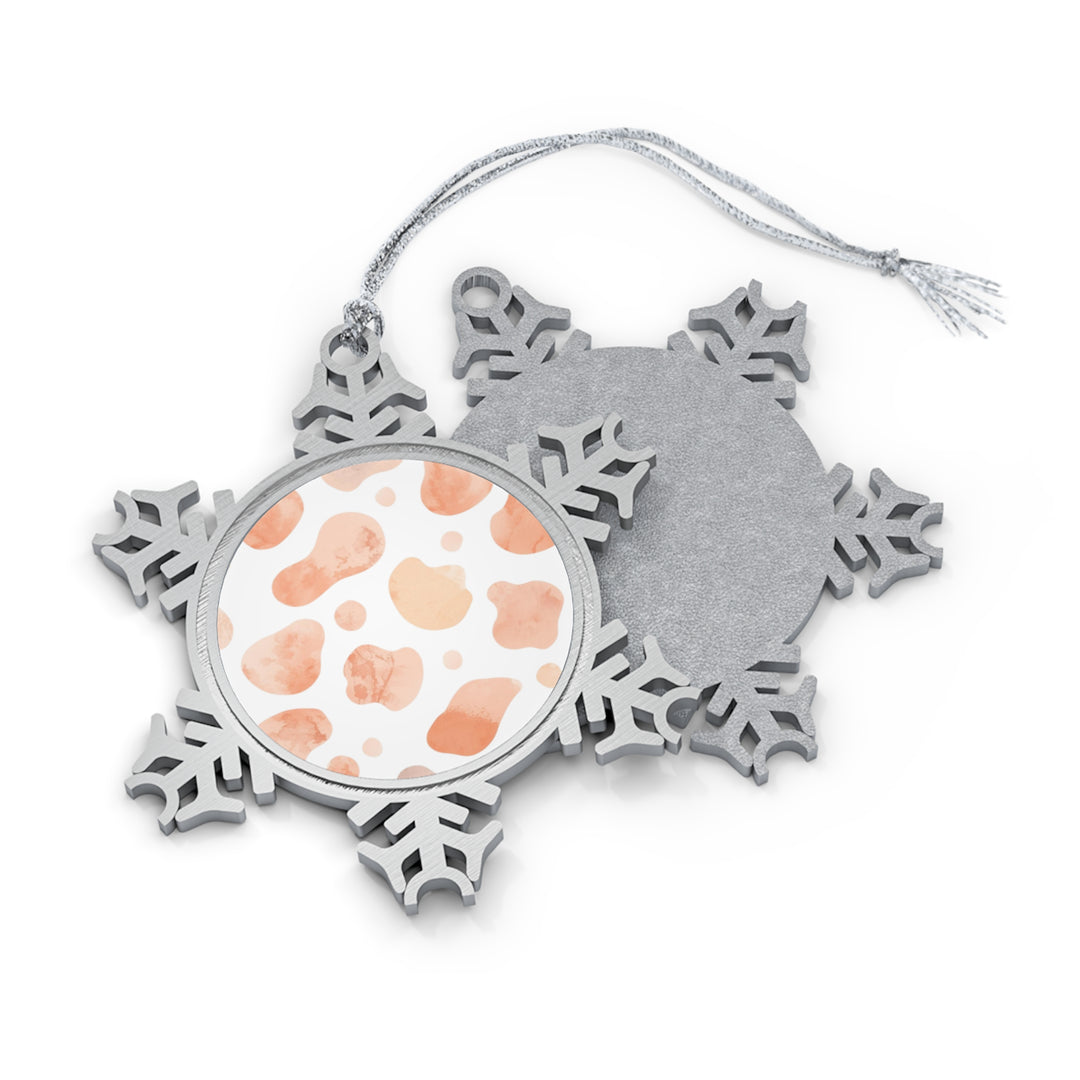 Custom Pewter Snowflake Ornament – Modern Watercolor Blush Abstract Design