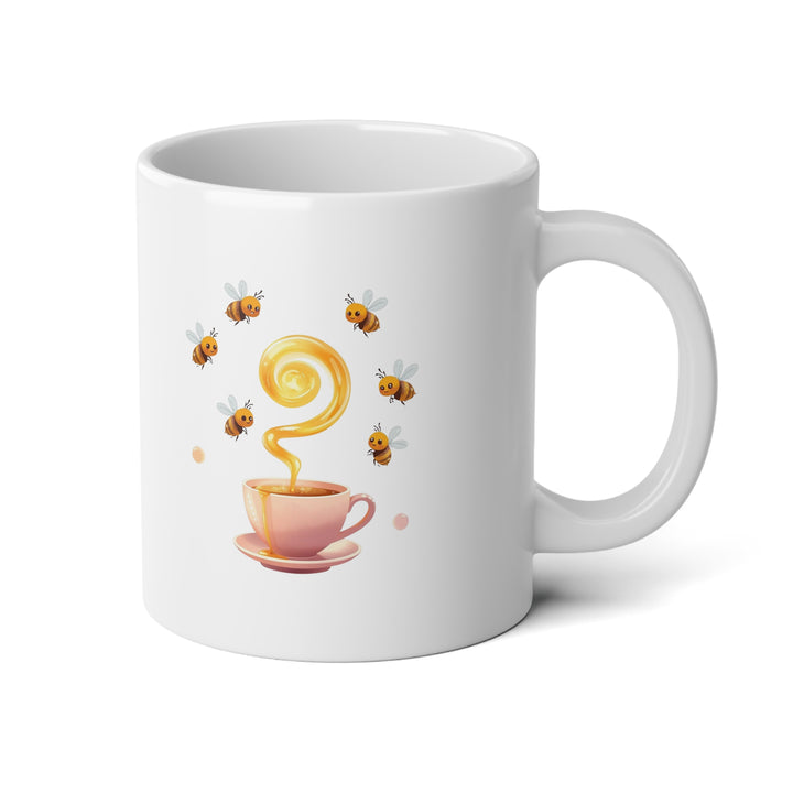 Jumbo 20oz Mug – Cute Pink Teacup & Bees Design for Coffee Lovers