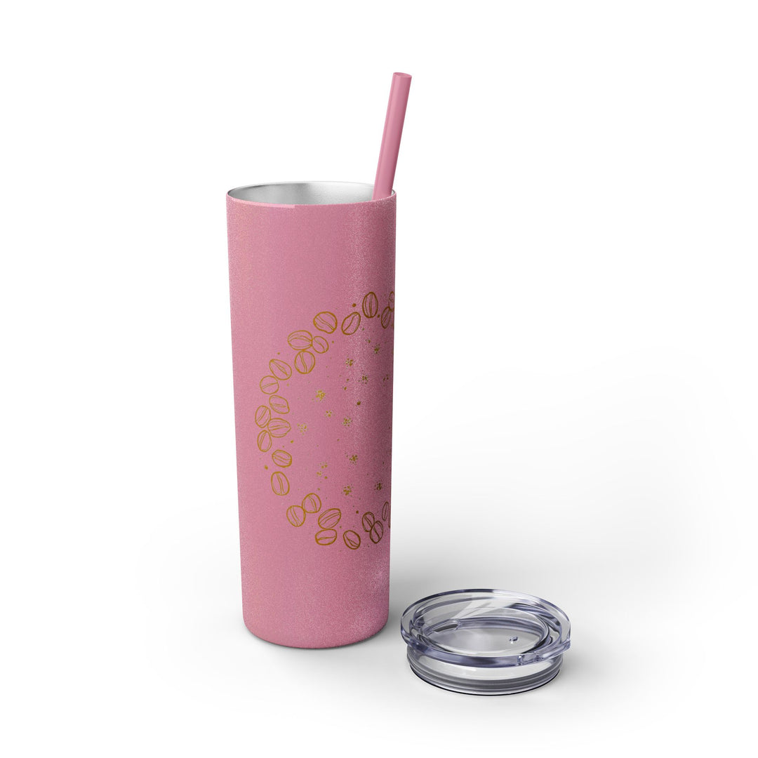 Coffee Lover’s 20oz Skinny Tumbler – Chic Hand-Drawn Beans & Straw