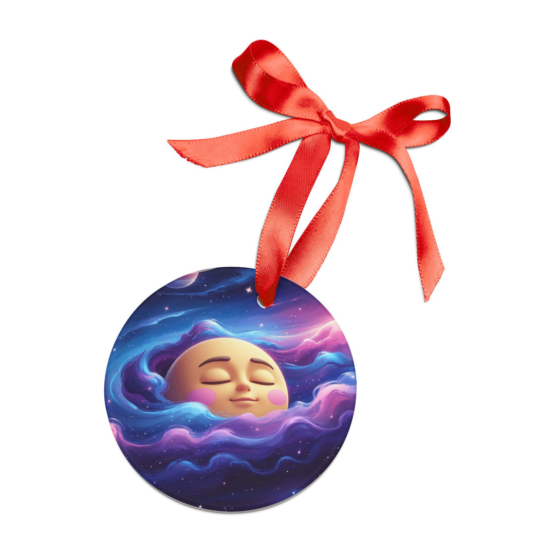Personalized Galaxy Moon Acrylic Ornament with Ribbon – Cute Space Decor