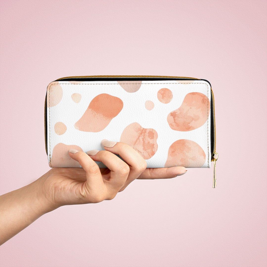 Sleek Personalized Zipper Wallet – Modern Blush Watercolor Abstract Design