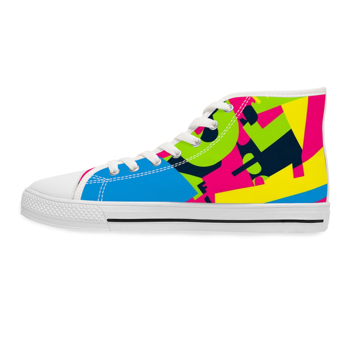 Women's High Top Sneakers – Neon Geometric Street Style | Comfy Bold Fashion