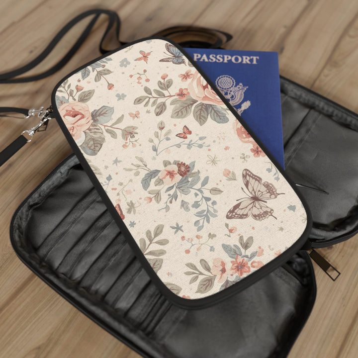 Chic RFID Floral Passport Wallet – Vegan Leather, Pastel Roses, Travel Organizer