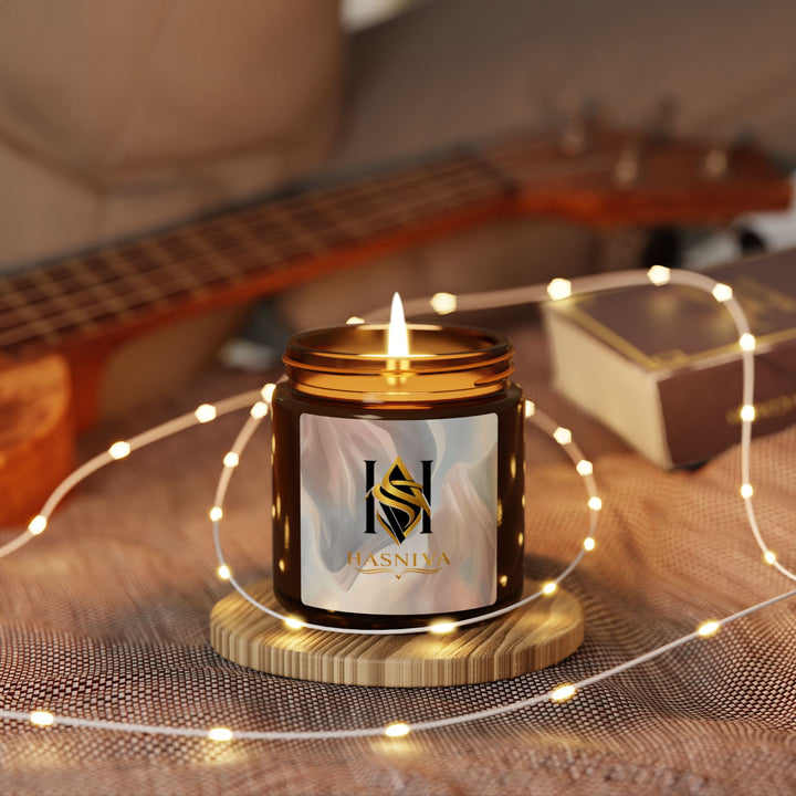 Serene Soy Candle in Amber Jar – Hand-Poured, Blush Pastel Design, 2 Sizes