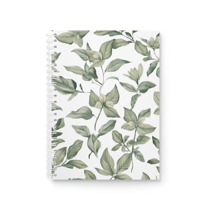 Custom Botanical Spiral Notebook – Elegant Green Leaf & Floral Design