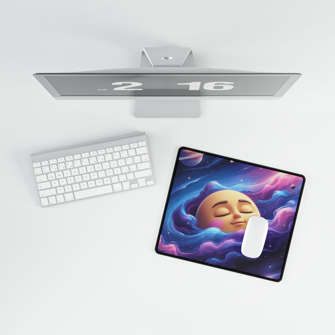 Galaxy Moon Face Desk Mat – Cute Space-Themed, Durable & Stylish Workspace Accessory