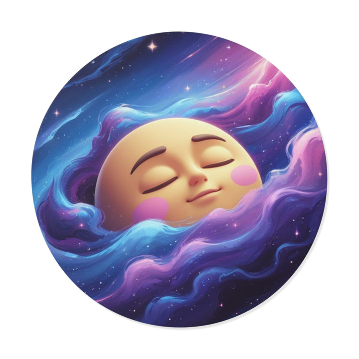 Custom Round Vinyl Sticker – Dreamy Galaxy Moon | Waterproof & Trendy