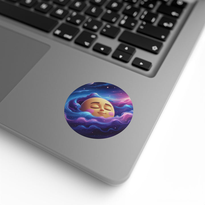 Galaxy Moon Round Sticker Label Rolls – Durable BOPP, Cute Space Design