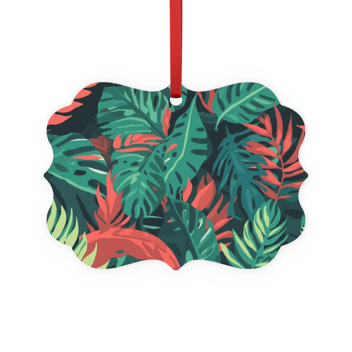 Double-Sided Metal Plaque Ornament – Tropical Leaf Jungle Decor, Glossy Finish