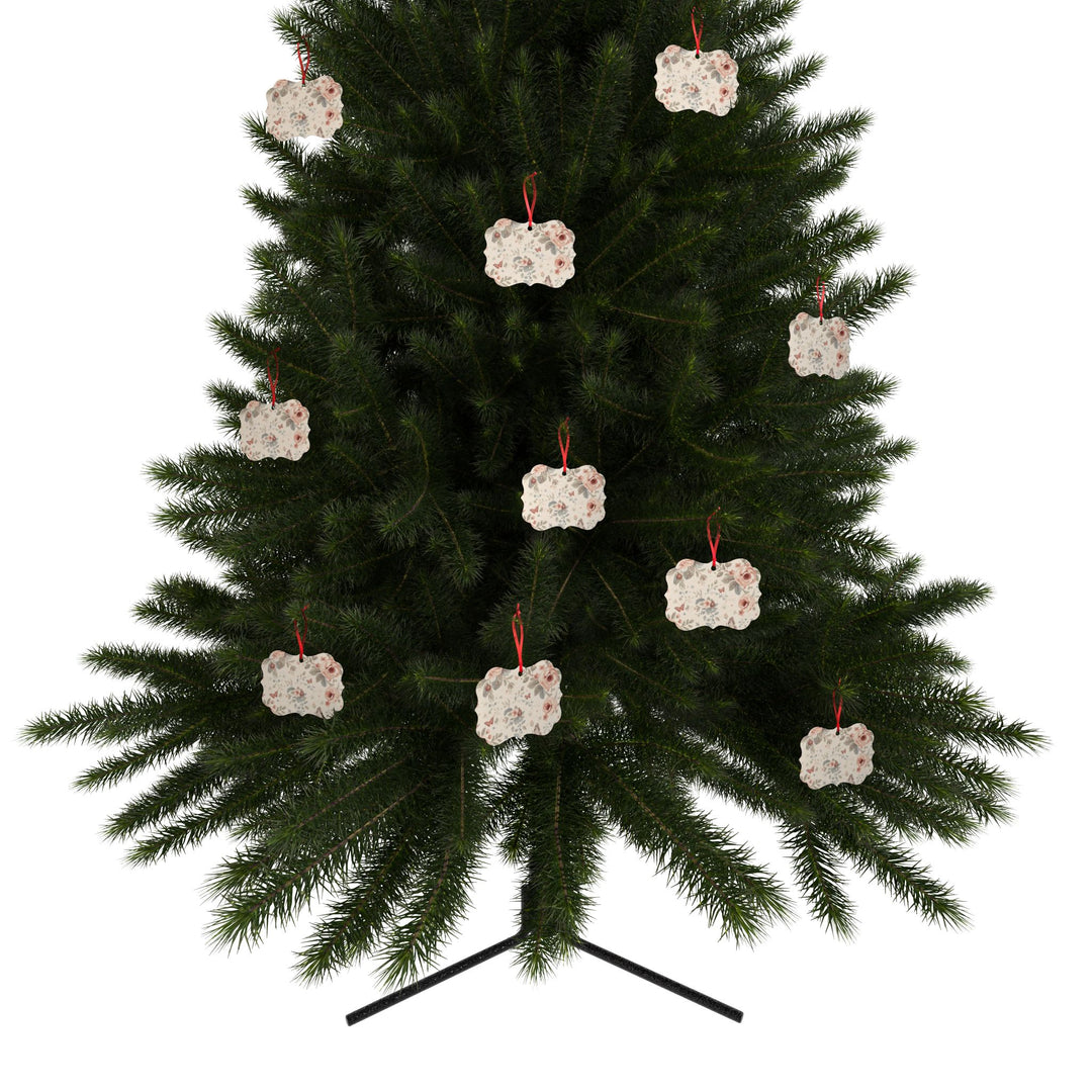 Elegant Personalized Aluminum Ornaments – Vintage Floral, Set of 1–20