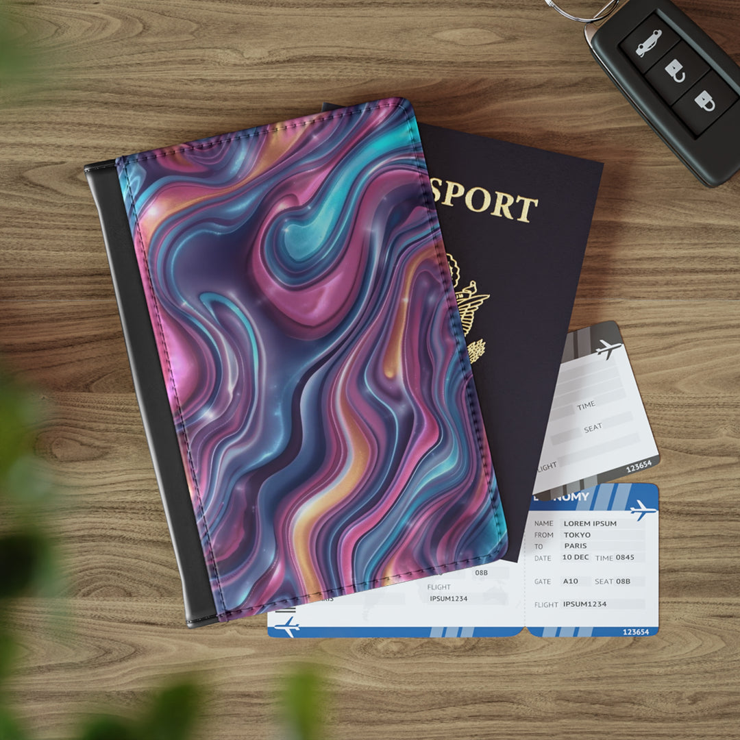 Marble Swirl Passport Cover – RFID, Custom, Chic Iridescent Travel Holder
