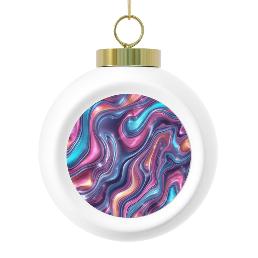 Personalized Iridescent Swirl Holiday Ornament – Modern Marble Xmas Decor