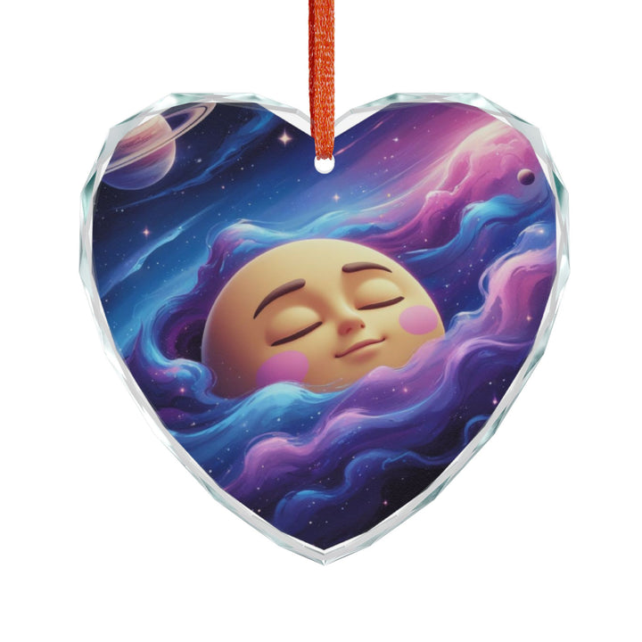 Galaxy Moon Crystal Glass Ornament – Cute Space Decor, Whimsical Charm