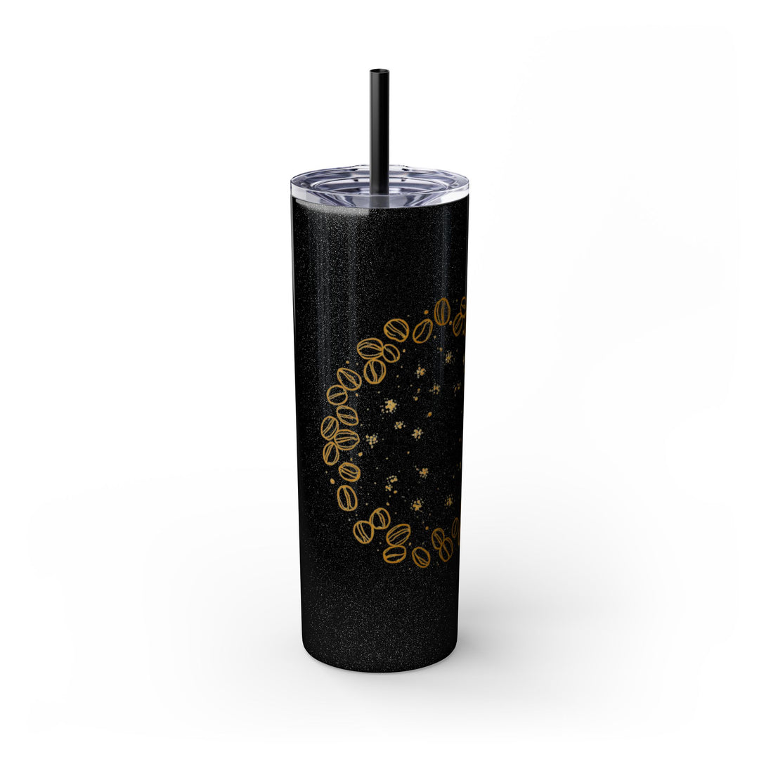 Coffee Lover’s 20oz Skinny Tumbler – Chic Hand-Drawn Beans & Straw