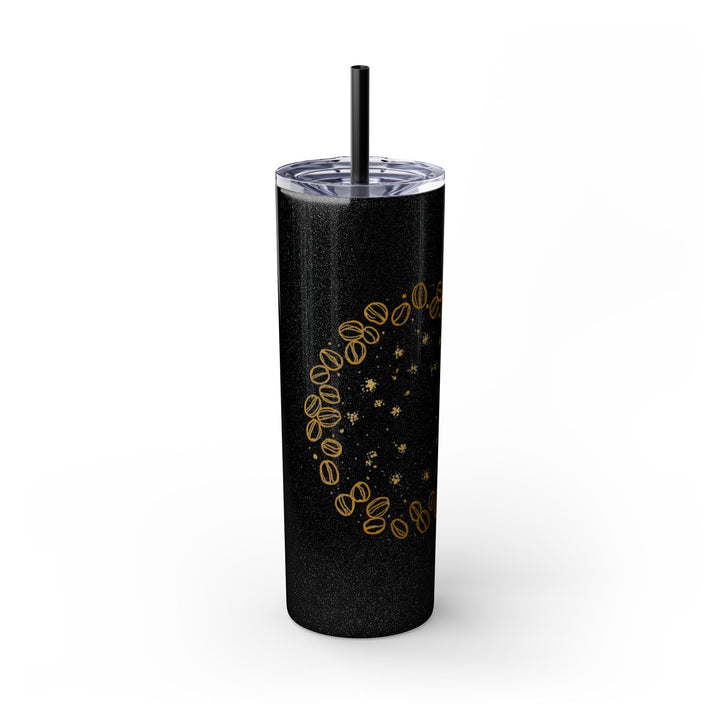 Coffee Lover’s 20oz Skinny Tumbler – Chic Hand-Drawn Beans & Straw