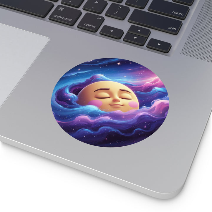 Custom Round Vinyl Sticker – Dreamy Galaxy Moon | Waterproof & Trendy