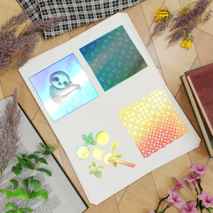 Trendy 5pc Sticker Sheet Bundle – Coffee, Cute Pastels, Sloth & More!