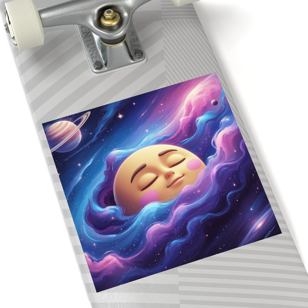 Galaxy Moon Square Sticker – Premium Weatherproof Vinyl, Cute Space Decor