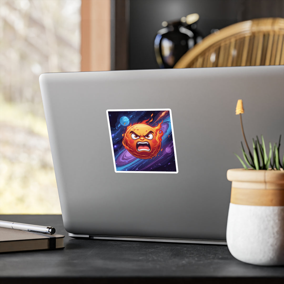 Fiery Cosmic Sun Vinyl Kiss-Cut Sticker – Bold, Weatherproof & Removable