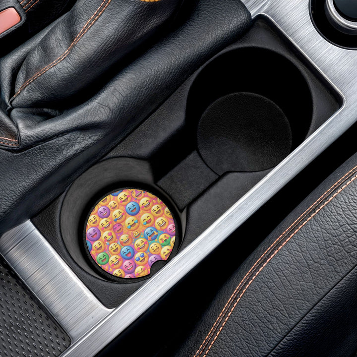 Joyful Emoji Soapstone Car Coaster – Absorbent, Fun & Unique Car Decor