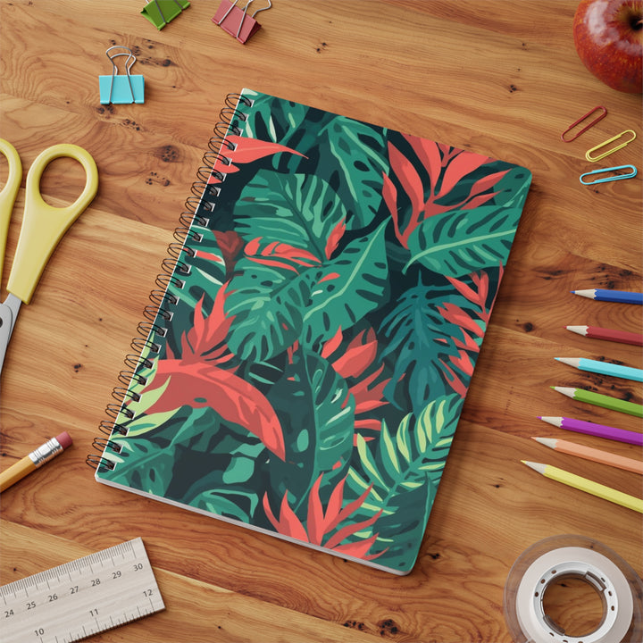 Wirobound A5 Softcover Notebook – Tropical Leaf Design, 150 Pages, Luxe & Trendy
