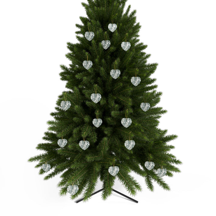 Personalized Ceramic Ornaments – Modern Botanical Leafy Green Design (1–20pcs)
