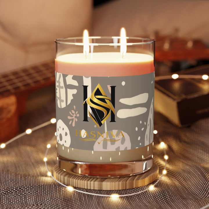 Boho Chic 11oz Scented Candle – Abstract Botanical Soy, 65hr Burn – Gift