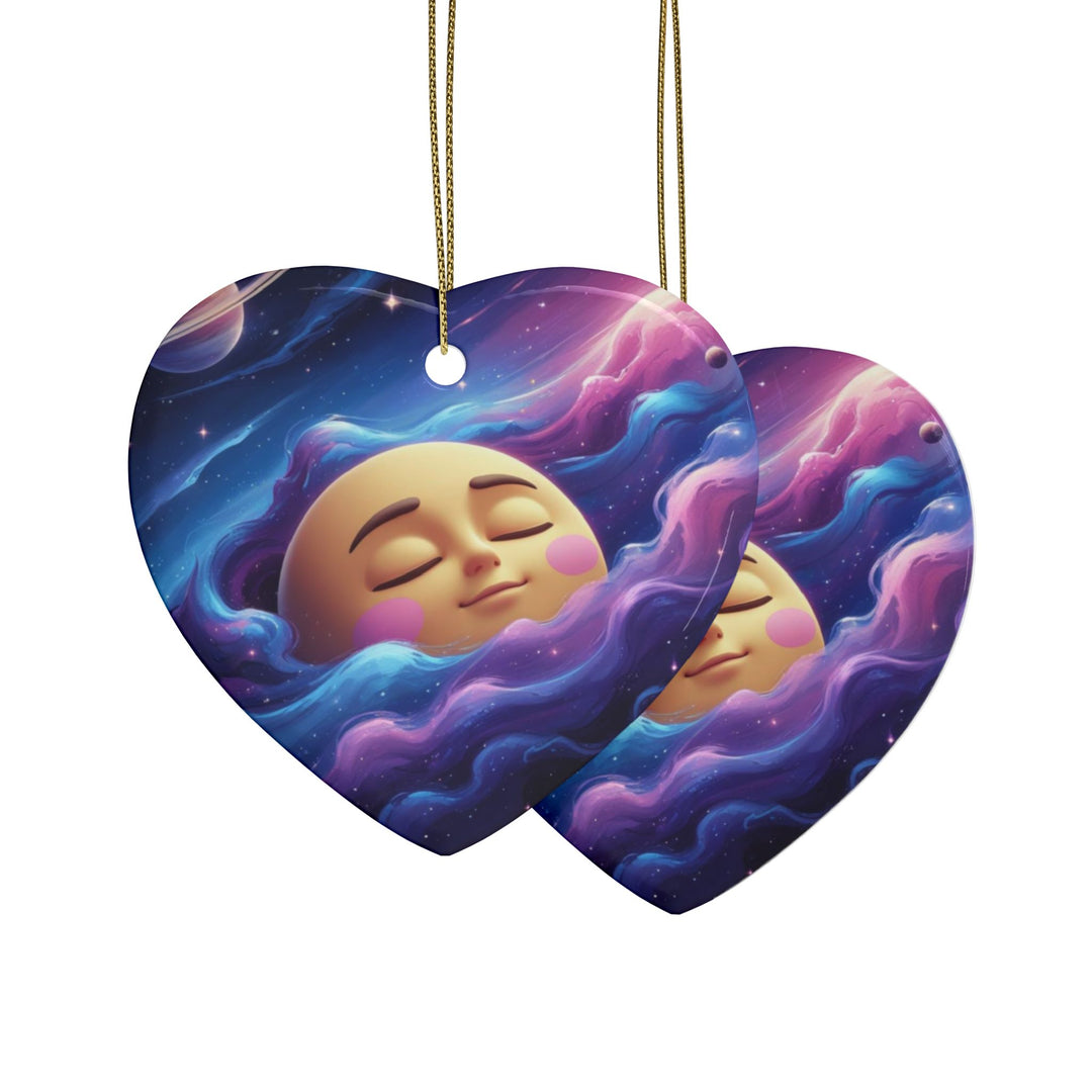 Personalized Galaxy Ceramic Ornaments – Custom Cute Moon Decor (1-20pcs)