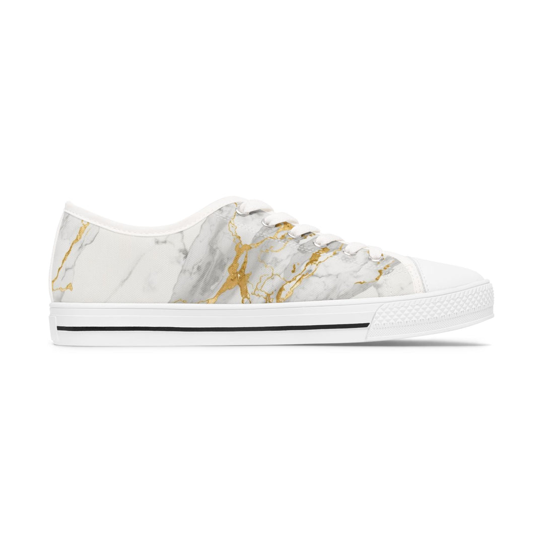 Women's Marble Low Top Sneakers – Custom Luxe Gold & Grey Comfort Shoes
