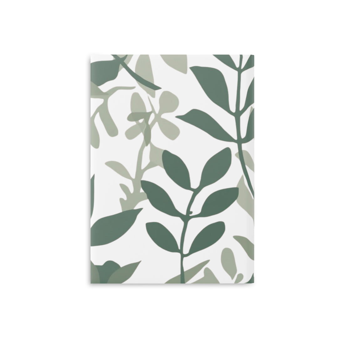 Modern Puffy Hardcover Notebook – Botanical Leaf Sketch, Customizable, A5/A4/B5