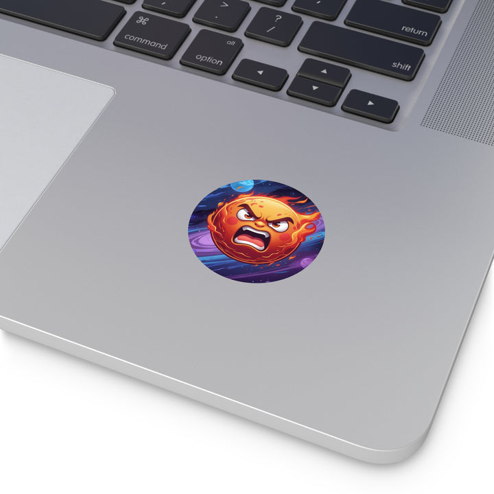 Fiery Cosmic Sun Custom Round Vinyl Sticker – Trendy, Waterproof & Bold