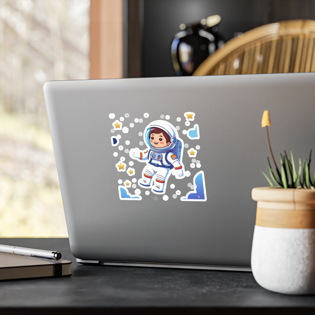 Space Astronaut Vinyl Kiss-Cut Sticker – Cute Cartoon, Matte & Weatherproof
