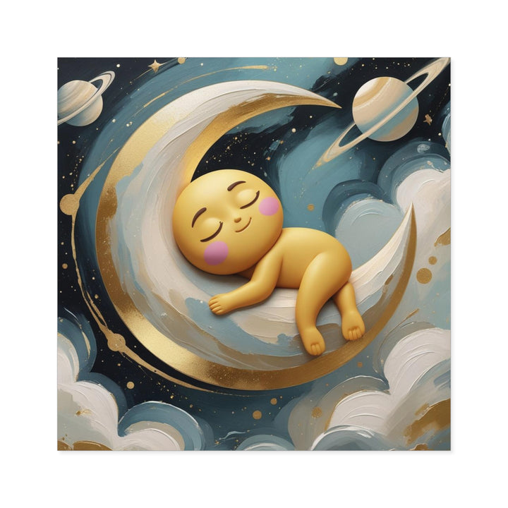 Whimsical Celestial Square Laminate Sticker – Cute Baby Moon & Stars Design