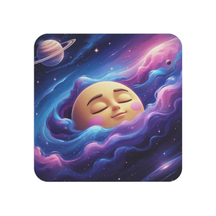 Galaxy Moon Face Square Coasters (50/100 pcs) – Cute Space Party Decor