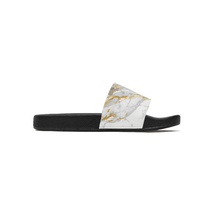 Personalized Marble Gold Men's Slide Sandals – Custom Comfort & Luxe Style