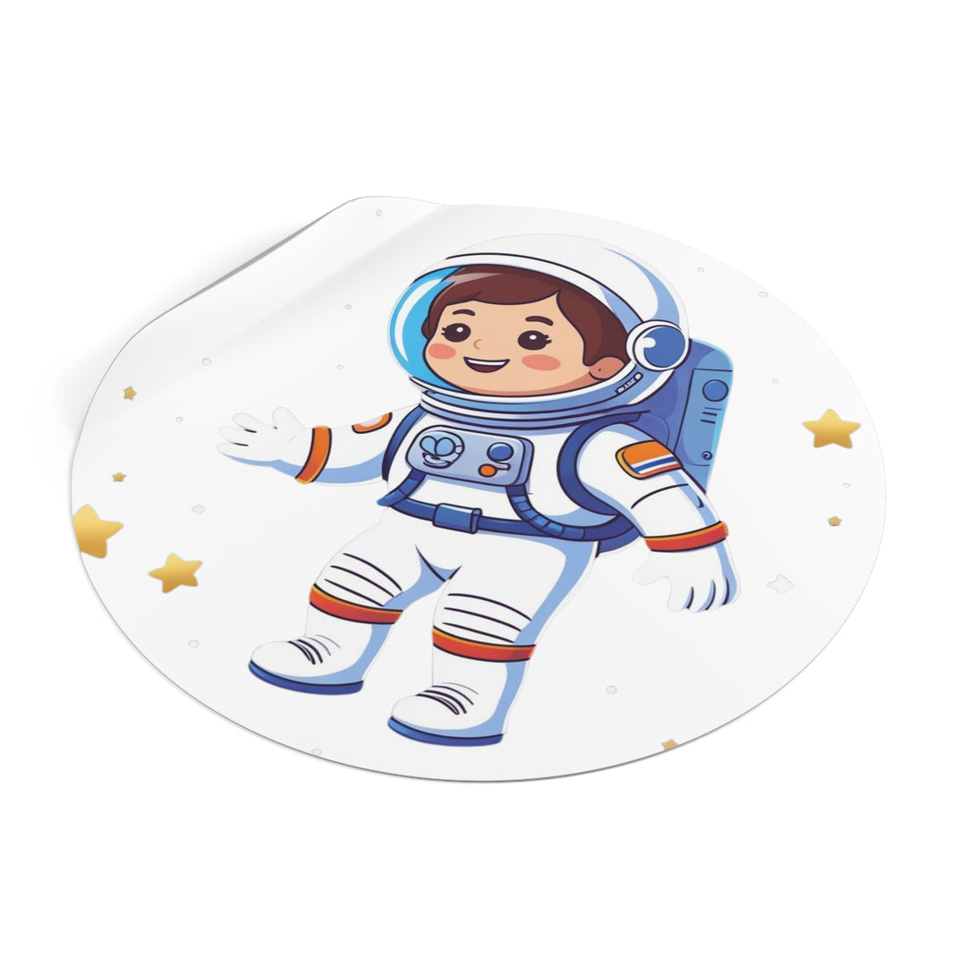Custom Space Astronaut Round Vinyl Sticker – Cute, Durable, Waterproof Decal