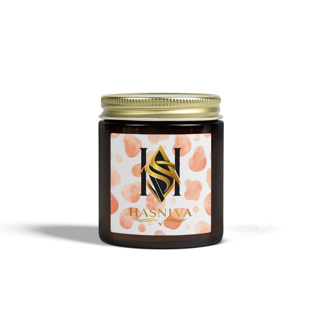 Hand-Poured Coconut Apricot Scented Candle – Artistic Watercolor, 4oz/9oz