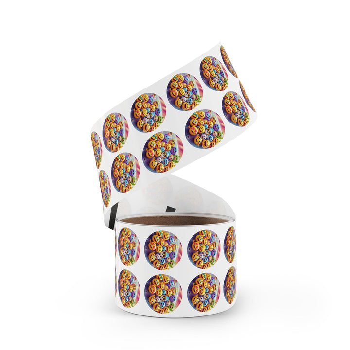 Fun Emoji Space Round Sticker Label Rolls – Durable, Glossy & Playful