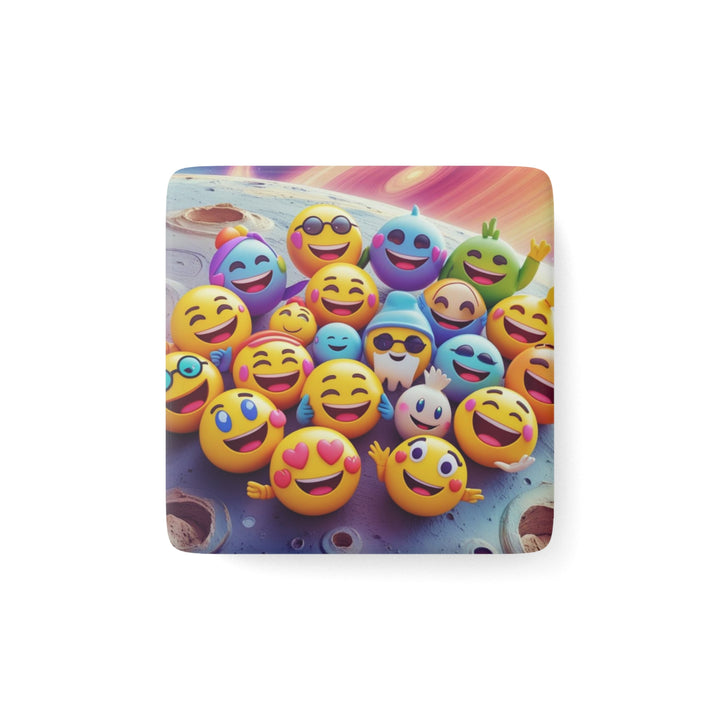 Playful Emoji Universe Square Porcelain Magnet – Fun, Bold Space Art Gift
