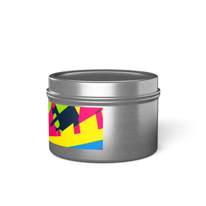 Custom Hand-Poured Tin Candles – Bold Abstract Neon Design, Eco-Friendly