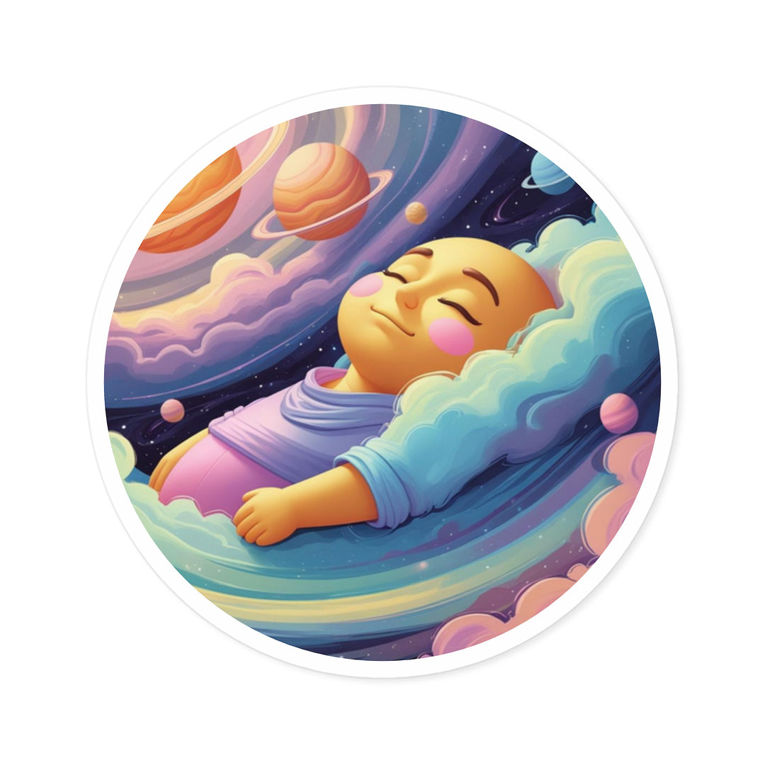 Cosmic Baby Round Sticker – Durable, Weatherproof, Cute Nursery Decor