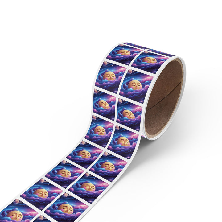 Galaxy Moon Square Sticker Rolls – Cute Space Label, Custom Sizes, Durable