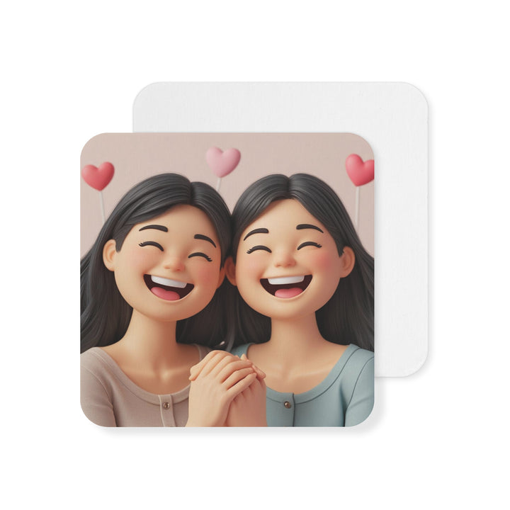 50/100x Premium Square Coasters – Cute Cartoon Girls, Party & Event Ready
