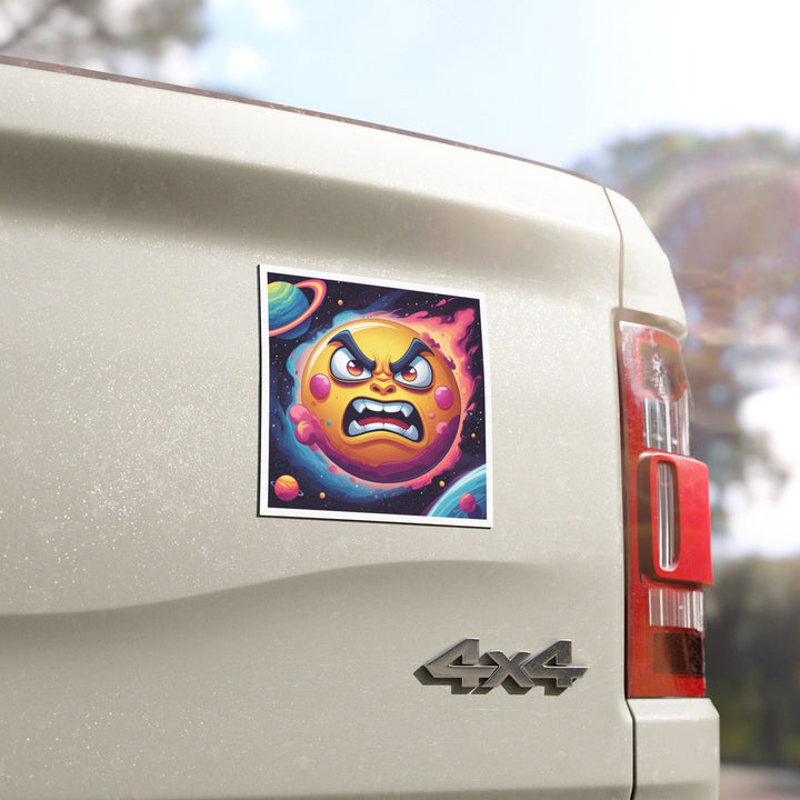 Custom Space-Themed Car Magnet – Bold Angry Sun, Vibrant & Weatherproof